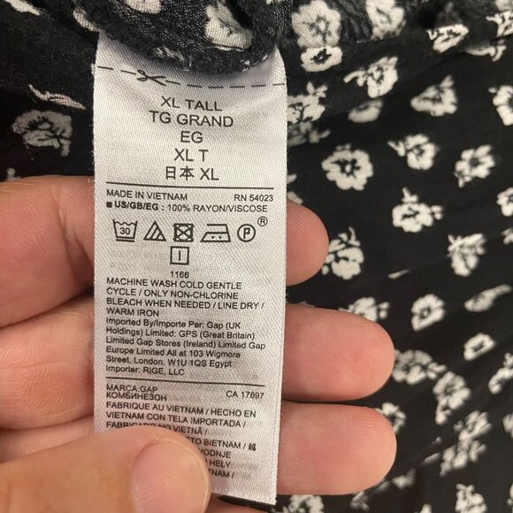 Gap Womens Floral Jumpsuit Sleeveless Wide Leg Black/White Size XL Pockets - Picture 9 of 9